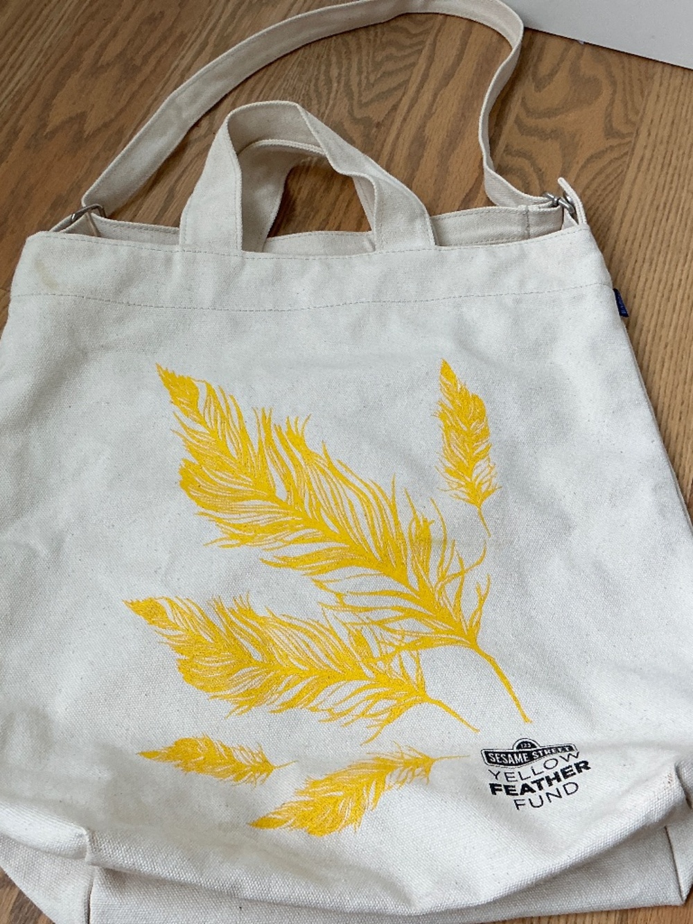 Baggu Canvas Tote with top handles, strap Sesame Street Yellow Feather Fund
